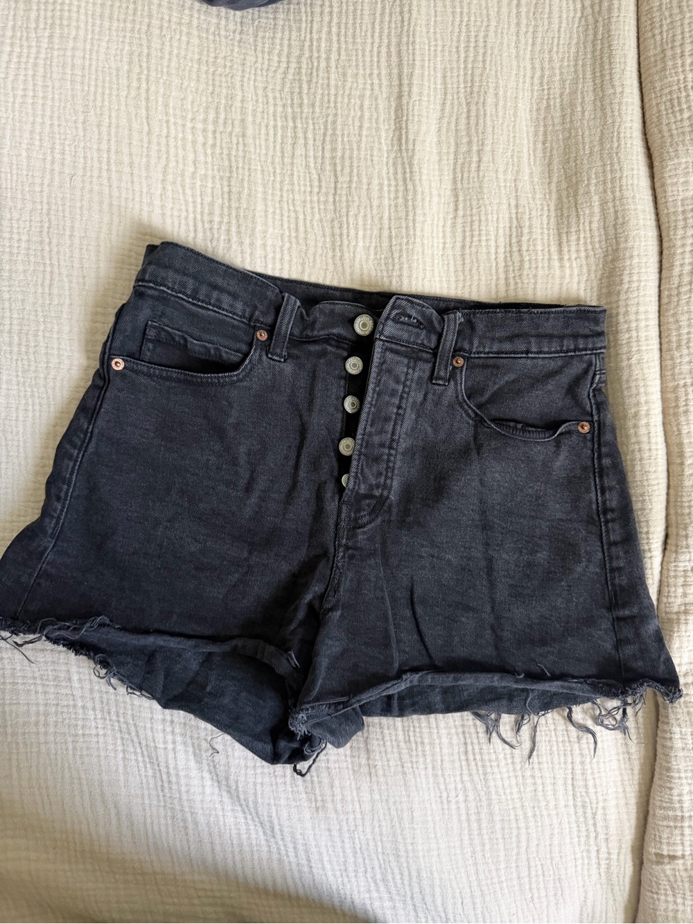Old Navy Black High-Waist Button-Fly Denim Shorts